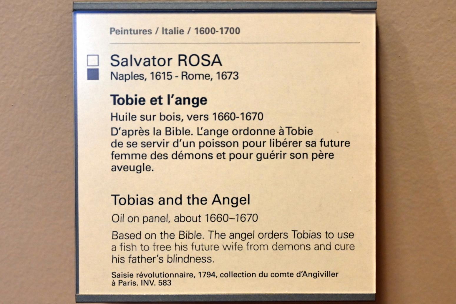 Salvator Rosa (1641–1668), Tobias und der Engel, Paris, Musée du Louvre, Saal 729, um 1660–1670, Bild 2/2