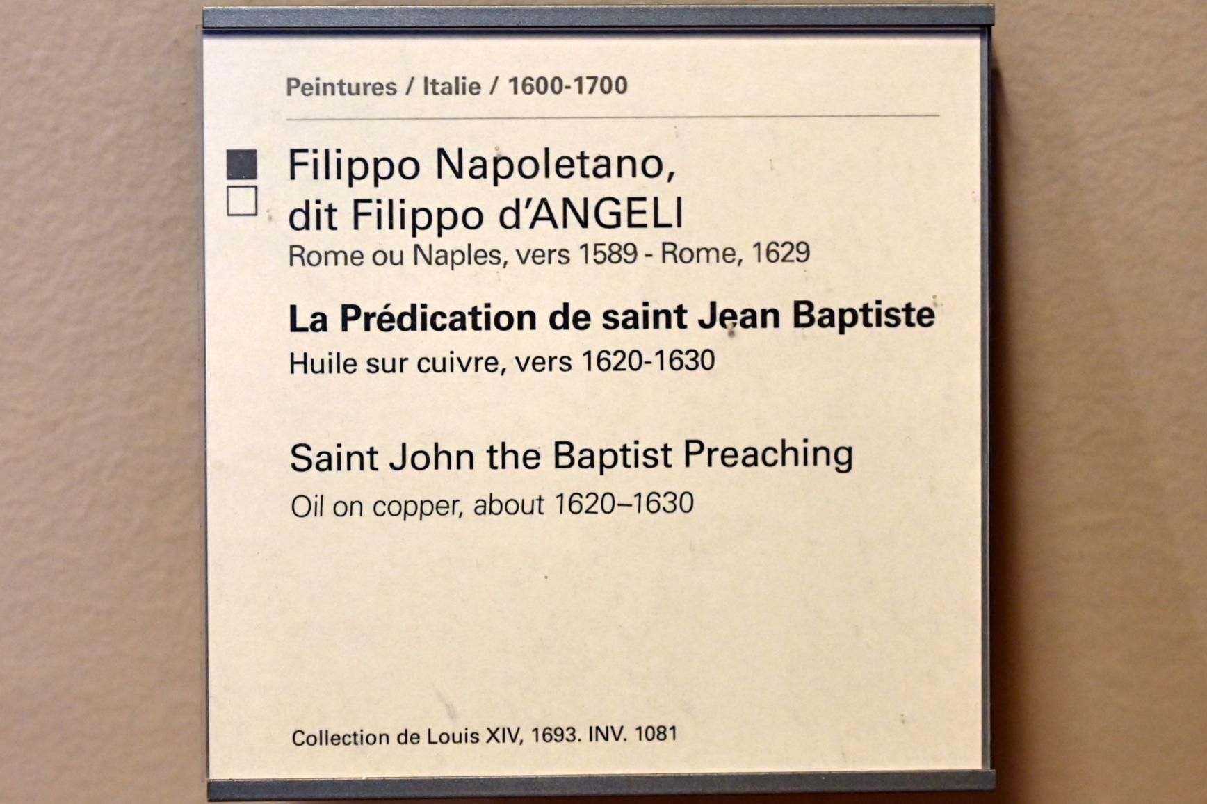 Filippo Napoletano (Filippo d’Angeli) (1629), Die Predigt des Heiligen Johannes des Täufers, Paris, Musée du Louvre, Saal 729, um 1620–1630, Bild 2/2