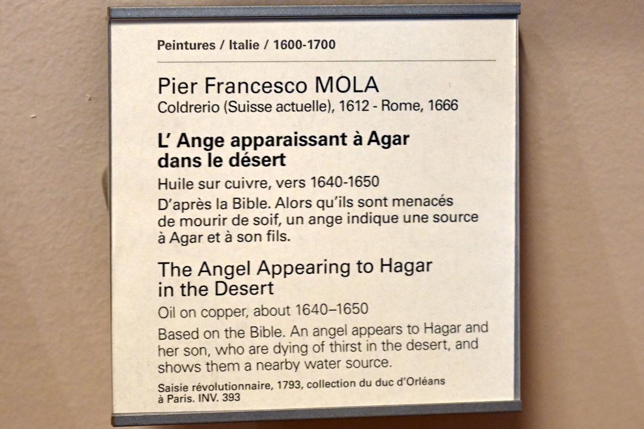 Pier Francesco Mola (1632–1660), Der Engel erscheint Hagar in der Wüste, Paris, Musée du Louvre, Saal 729, um 1640–1650, Bild 2/2