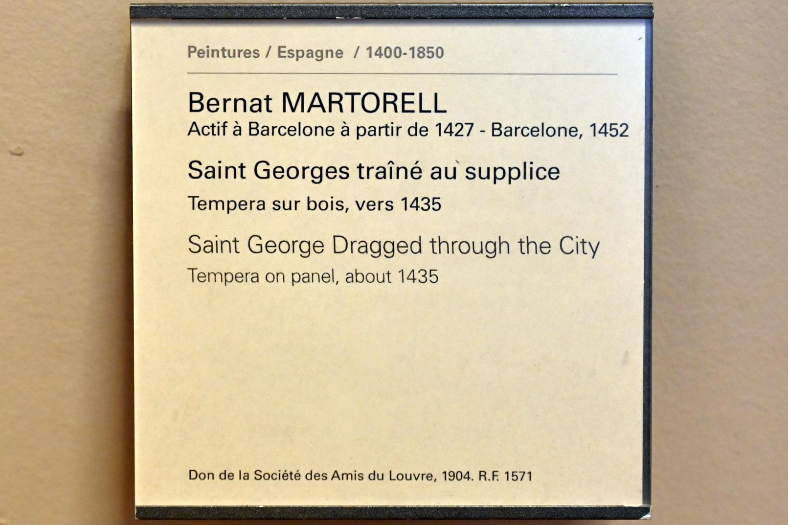 Bernat Martorell (1435), Der Heilige Georg wird durch die Stadt geschleift, Barcelona, Palacio de la Generalidad de Cataluña, jetzt Paris, Musée du Louvre, Saal 730, um 1435, Bild 2/3