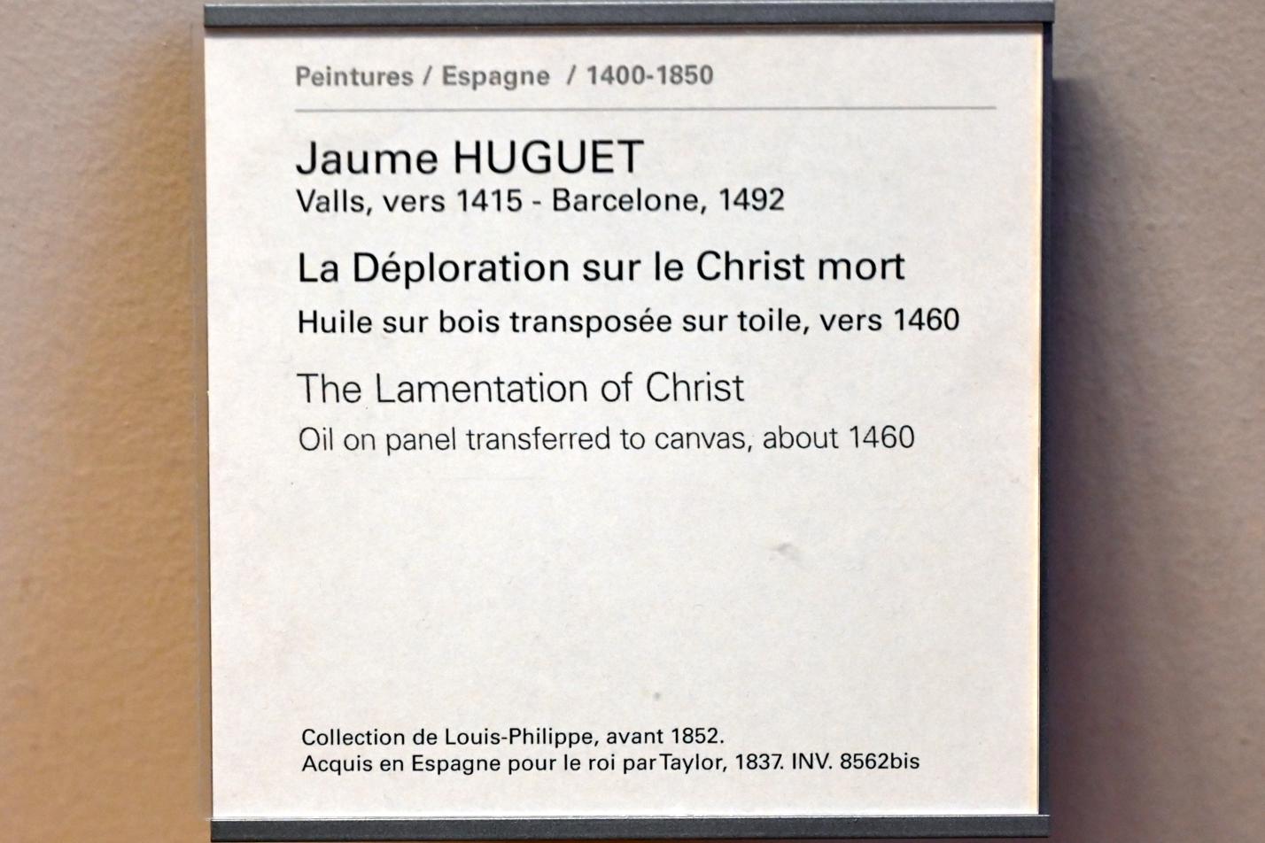 Jaume Huguet (1457–1460), Beweinung Christi, Paris, Musée du Louvre, Saal 730, um 1460, Bild 2/2