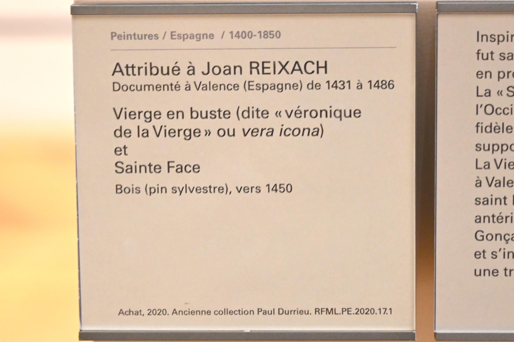 Juan Rexach (Reixach) (1450), Heiliges Antlitz, Paris, Musée du Louvre, Saal 730, um 1450, Bild 2/3