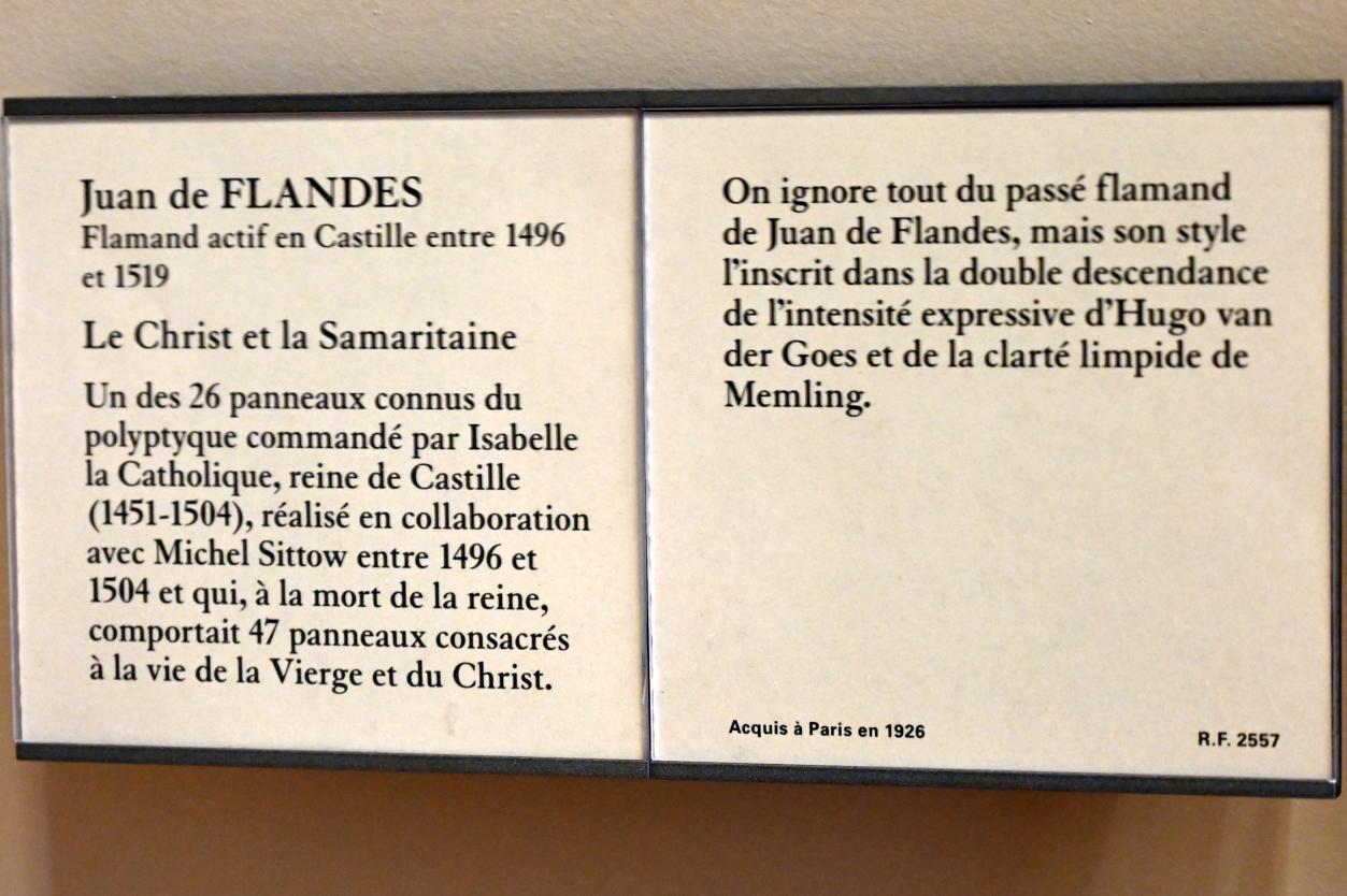 Juan de Flandes (1495–1500), Christus offenbart der Samariterin, dass er der Messias ist, Paris, Musée du Louvre, Saal 731, um 1496–1504, Bild 2/2