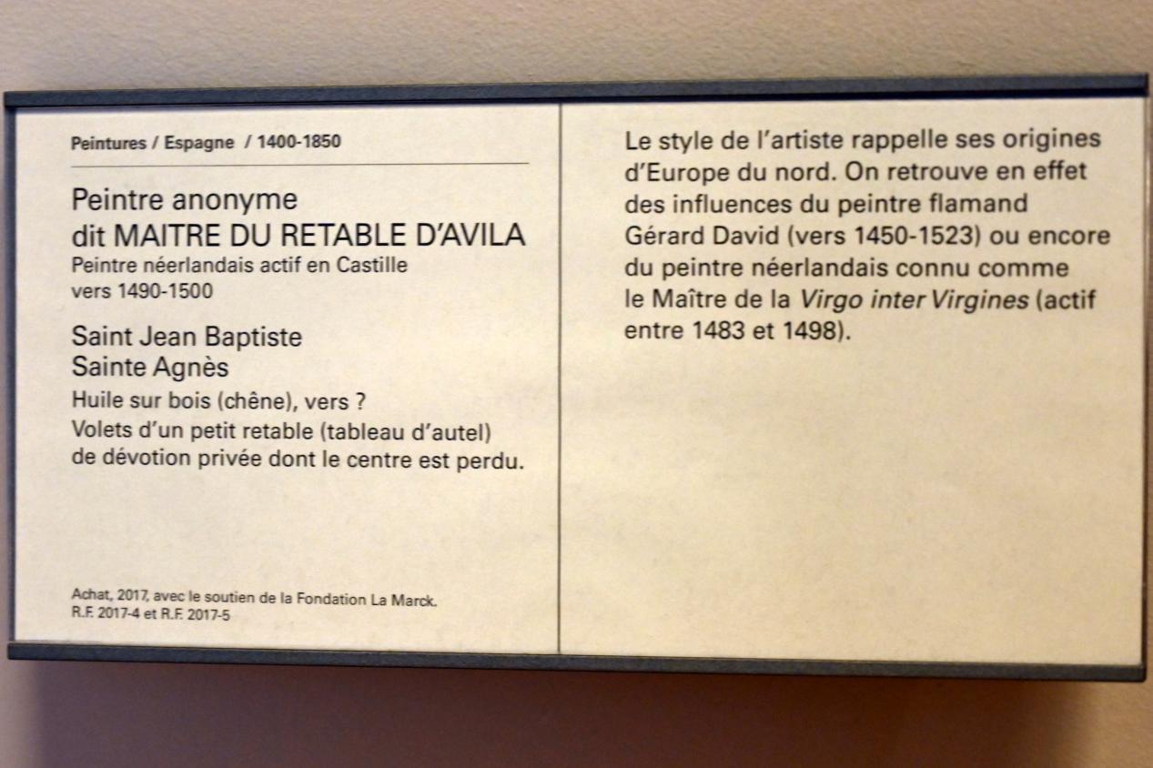 Meister des Altarbildes von Avila (1495), Heilige Agnes, Paris, Musée du Louvre, Saal 731, um 1490–1500, Bild 2/2