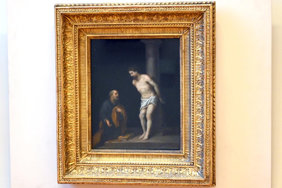 Bartolomé Esteban Murillo (1645–1678), Christus an der Geißelsäule mit dem Heiligen Petrus, Paris, Musée du Louvre, Saal 732, um 1665–1670, Bild 1/2