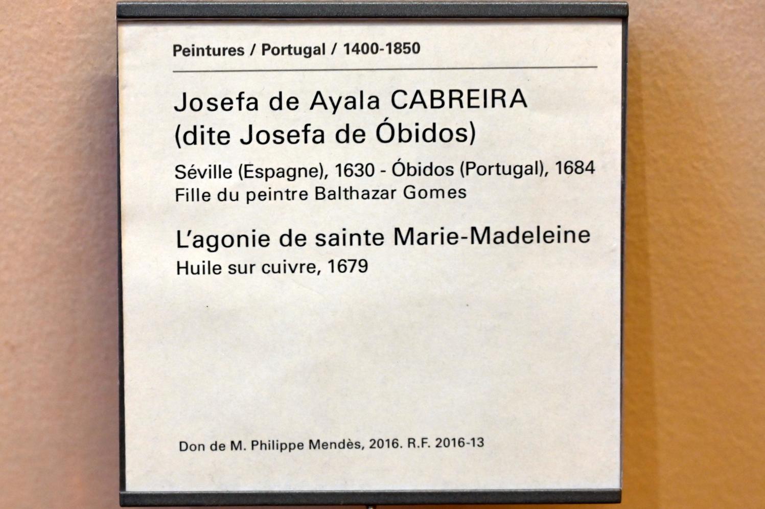 Josefa de Óbidos (Josefa de Ayala) (1679), Die Agonie der Heiligen Maria Magdalena, Paris, Musée du Louvre, Saal 733, 1679, Bild 2/2