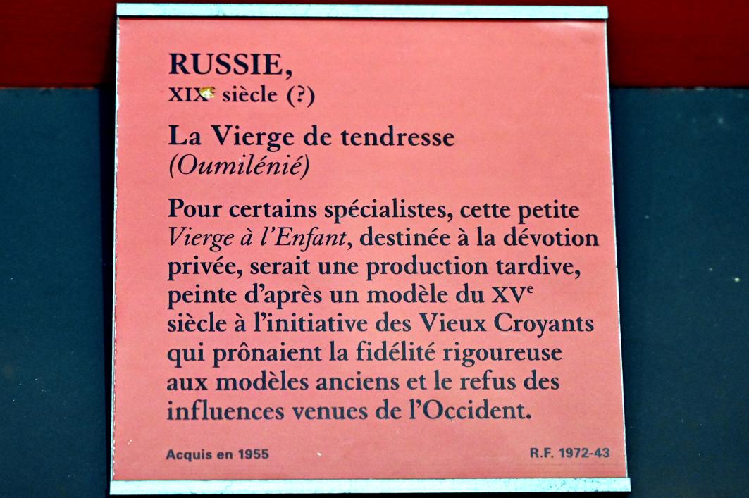 Madonna der Zärtlichkeit (Oumilénié), Paris, Musée du Louvre, Saal 734, 19. Jhd., Bild 2/2