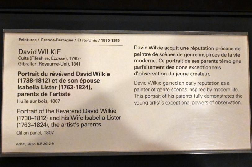 David Wilkie (1804–1839), Porträt des Reverend David Wilkie (1738–1812) und seiner Frau Isabella Lister (1763–1824), Eltern des Künstlers, Paris, Musée du Louvre, Saal 713, 1807, Bild 2/2