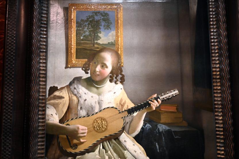 Jan Vermeer (Johannes Vermeer) (1654–1672), Gitarrenspielerin, London, Kenwood House, Raum 6, um 1672, Bild 2/4
