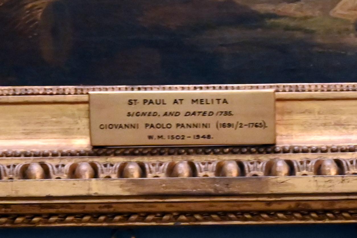 Giovanni Paolo Pannini (1722–1759), Der Apostel Paulus auf Malta ergreift die Viper, London, Kenwood House, Raum 8, 1735, Bild 2/3