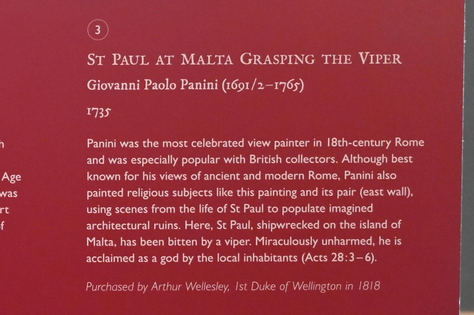 Giovanni Paolo Pannini (1722–1759), Der Apostel Paulus auf Malta ergreift die Viper, London, Kenwood House, Raum 8, 1735, Bild 3/3