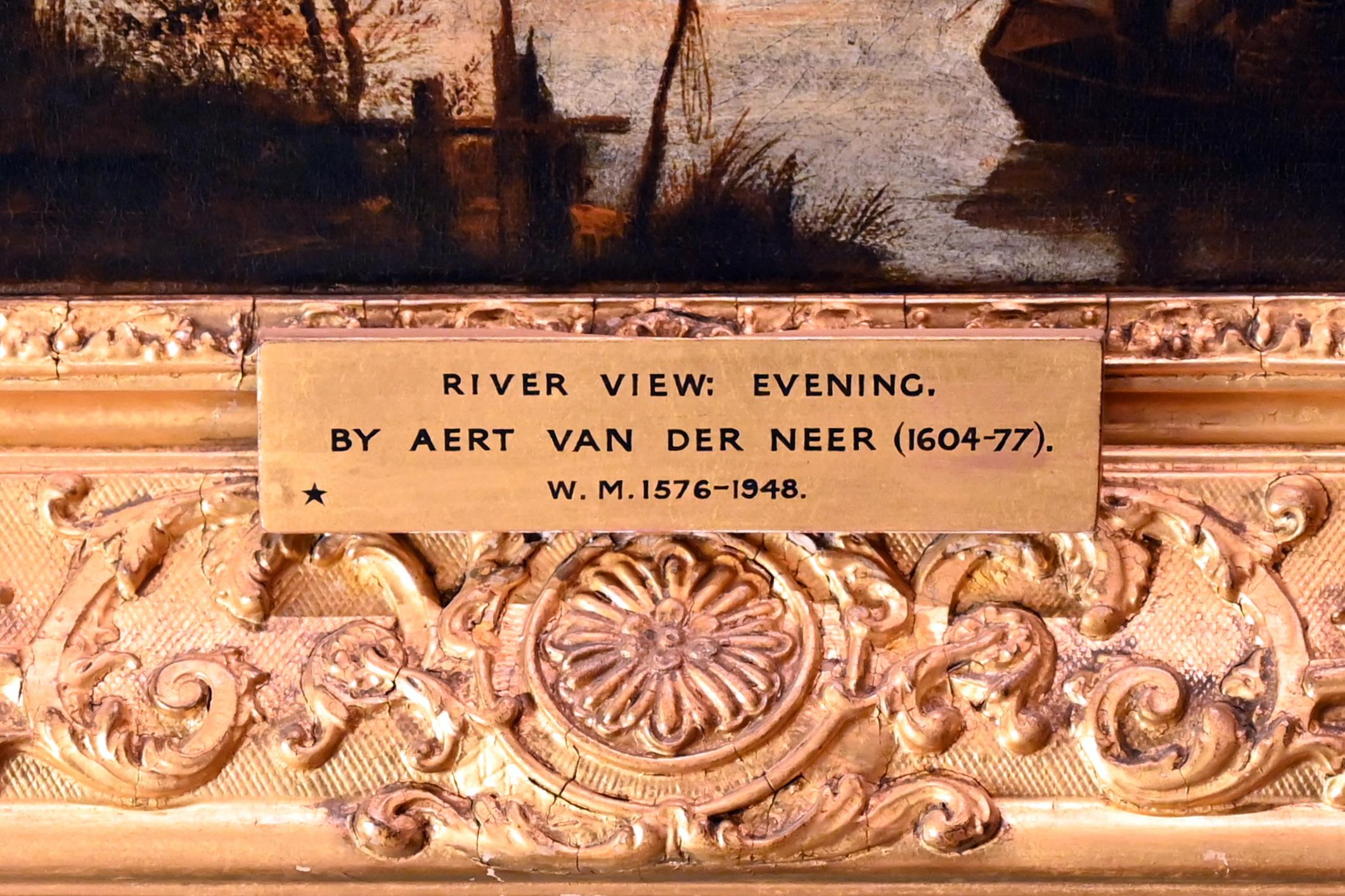 Aert van der Neer (1635–1667), Flussansicht am Abend, London, Kenwood House, Raum 8, 1645, Bild 2/3