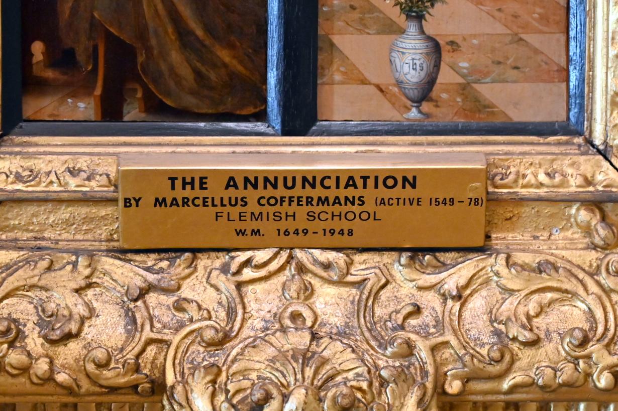 Marcellus Coffermans (1561), Zwei Flügel eines Triptychons: Die Jungfrau Maria und der Engel der Verkündigung, London, Kenwood House, Raum 8, um 1549–1574, Bild 2/3