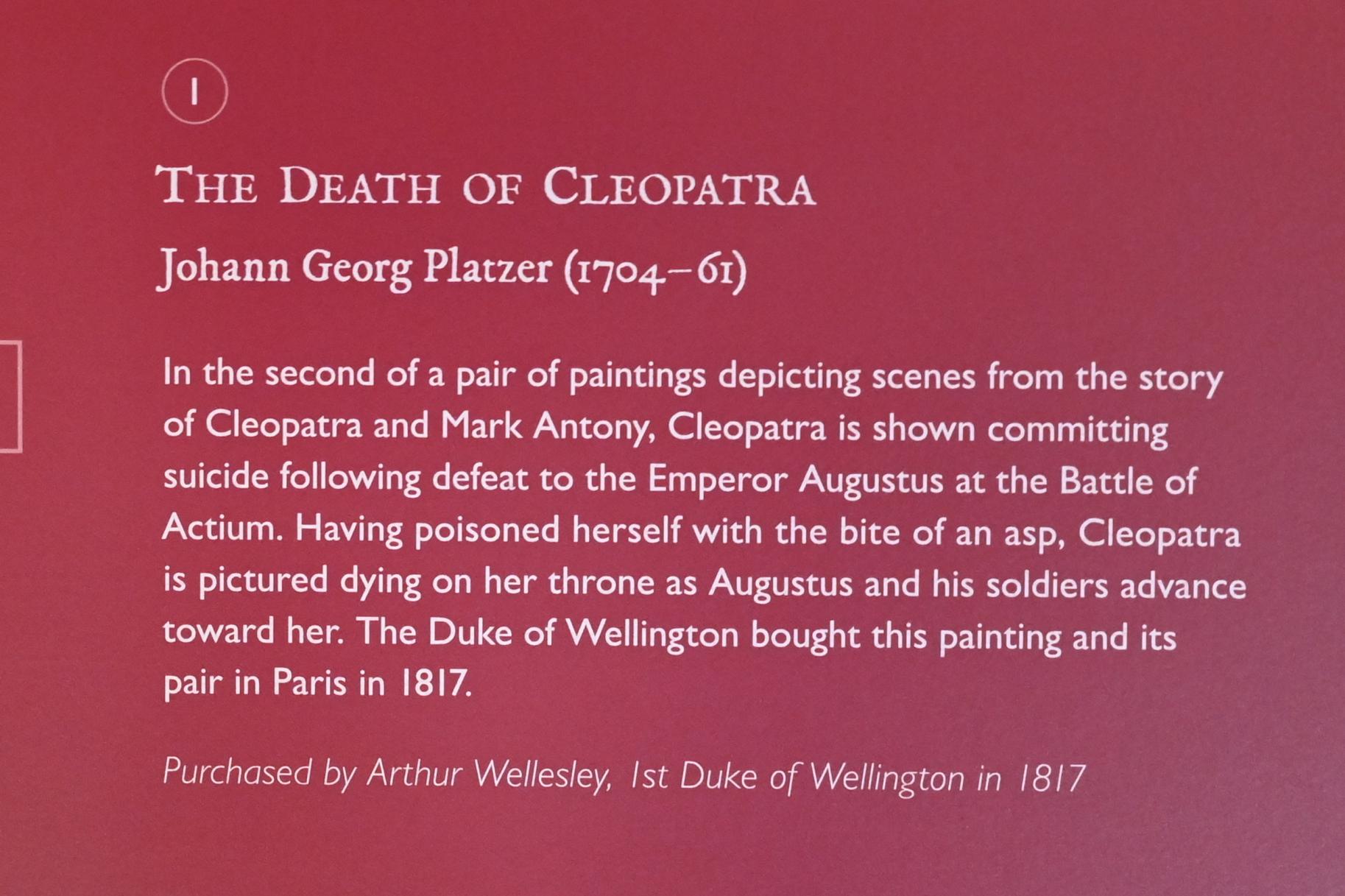 Johann Georg Platzer (1725–1750), Der Tod der Kleopatra, London, Kenwood House, Raum 8, Undatiert, Bild 3/3