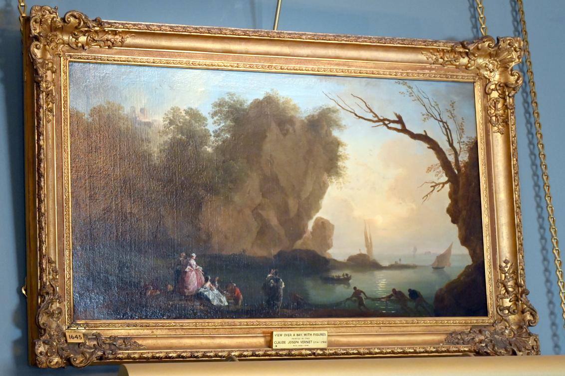 Claude Joseph Vernet (1742–1774), Ansicht einer Bucht mit Figuren bei Sonnenuntergang, London, Kenwood House, Raum 8, 1742, Bild 1/3