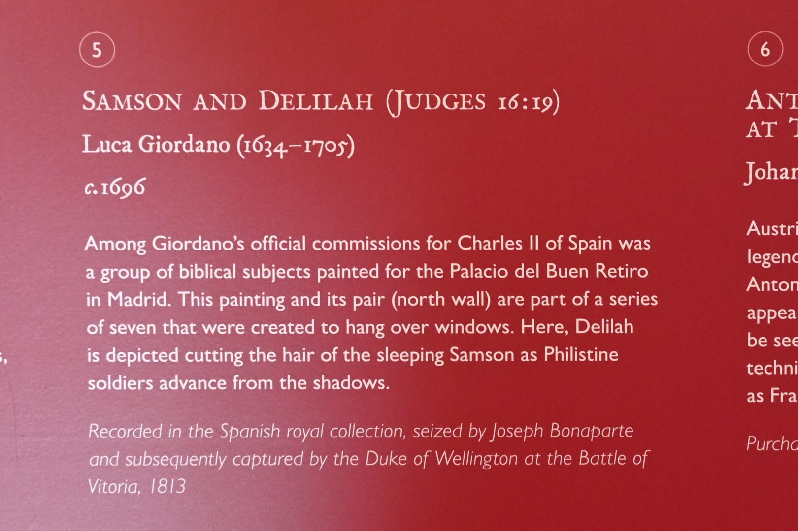 Luca Giordano (1651–1696), Simson und Delila (Richter 16:19), Madrid, Palacio del Buen Retiro, jetzt London, Kenwood House, Raum 8, um 1696, Bild 3/3