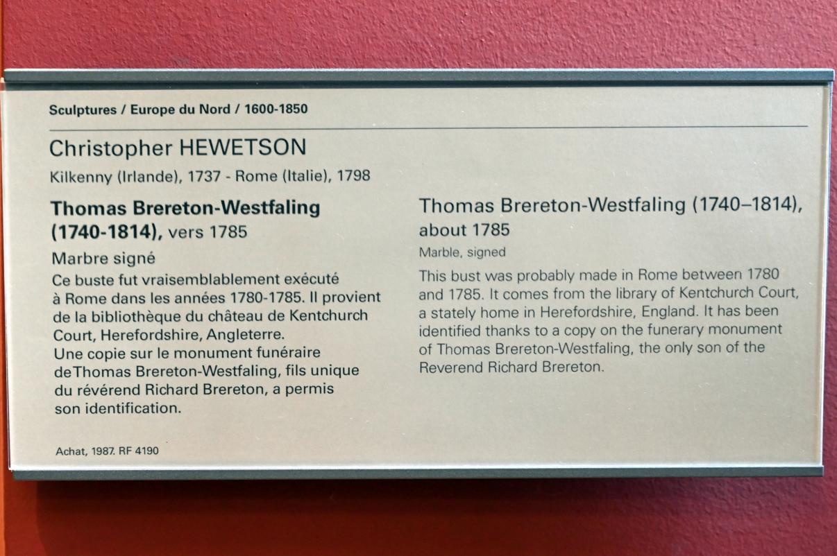 Christopher Hewetson (1779–1785), Thomas Brereton-Westfaling (1740-1814), Paris, Musée du Louvre, Saal 400, um 1785, Bild 3/3