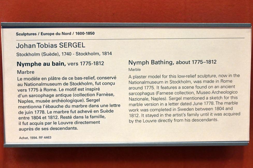 Johan Tobias Sergel (1776–1793), Badende Nymphe, Paris, Musée du Louvre, Saal 400, um 1775–1812, Bild 2/2