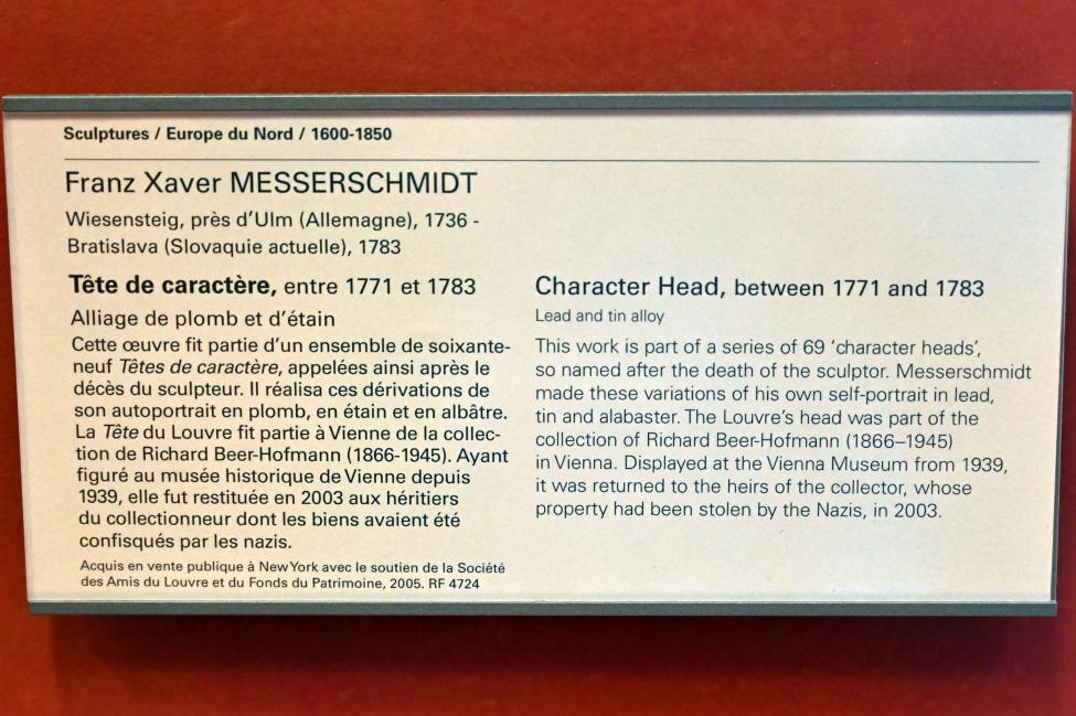 Franz Xaver Messerschmidt (1760–1778), Charakterkopf, Paris, Musée du Louvre, Saal 400, um 1771–1773, Bild 4/4