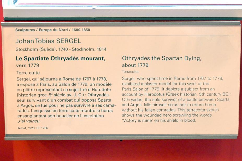 Johan Tobias Sergel (1776–1793), Der sterbende spartanische Othryades, Paris, Musée du Louvre, Saal 400, um 1779, Bild 3/3