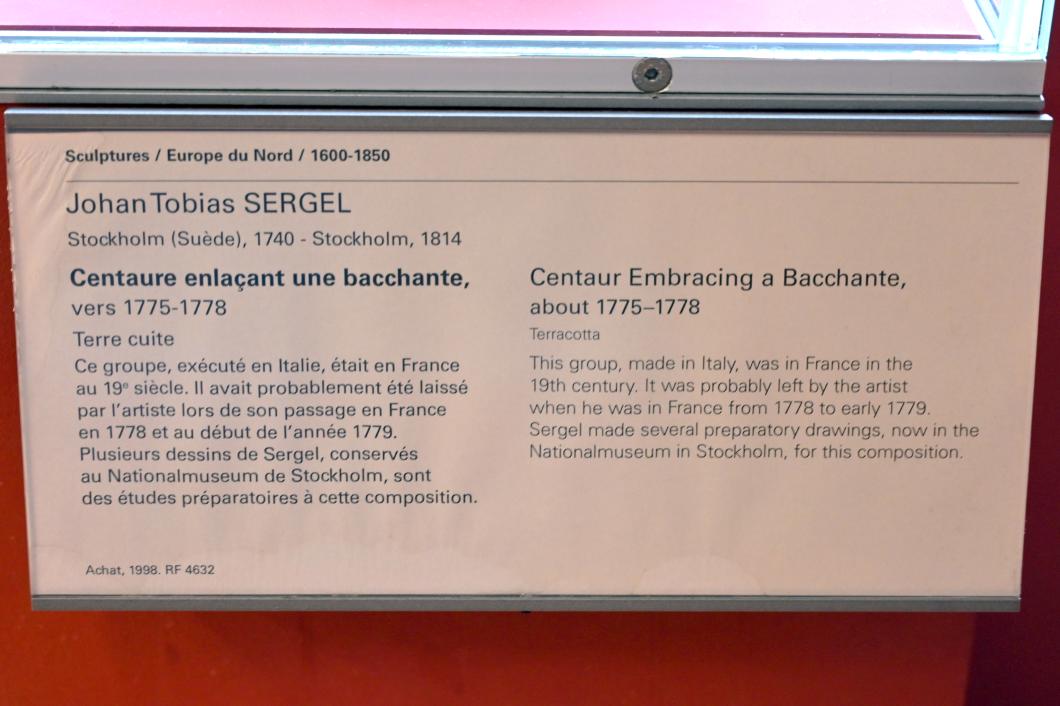 Johan Tobias Sergel (1776–1793), Kentaur umarmt eine Bacchantin, Paris, Musée du Louvre, Saal 400, um 1775–1778, Bild 4/4