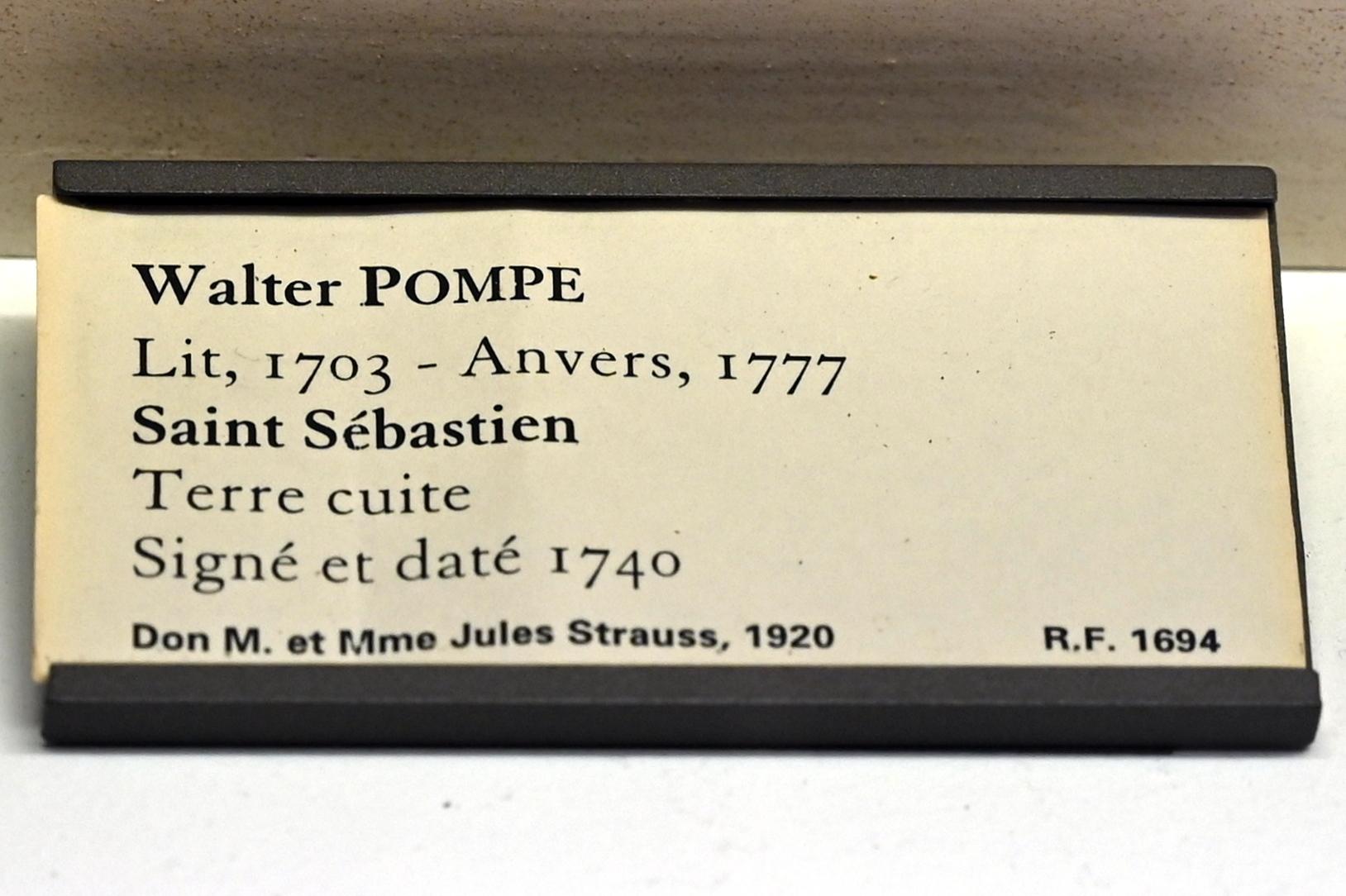 Walter Pompe (1740–1775), Heiliger Sebastian, Paris, Musée du Louvre, Saal 401, 1740, Bild 3/3