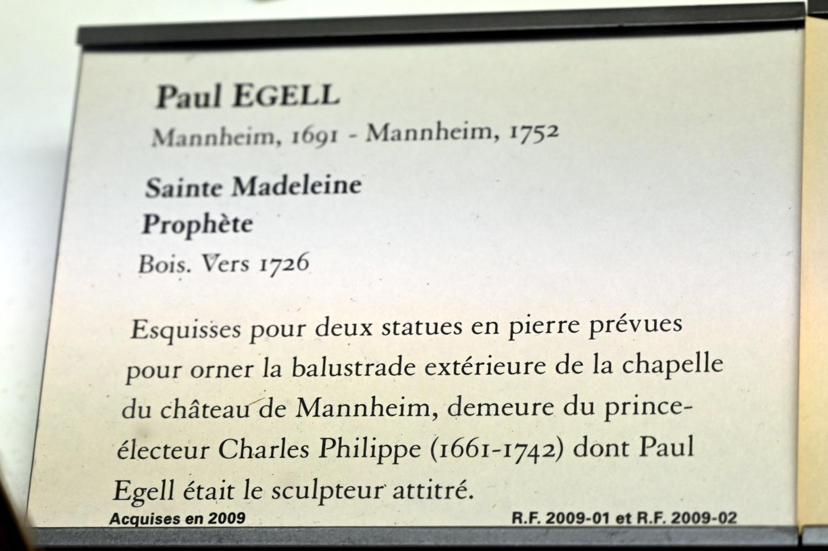 Paul Egell (1716–1749), Heilige Maria Magdalena, Mannheimer Residenz, Hofkirche, jetzt Paris, Musée du Louvre, Saal 401, um 1726, Bild 2/2