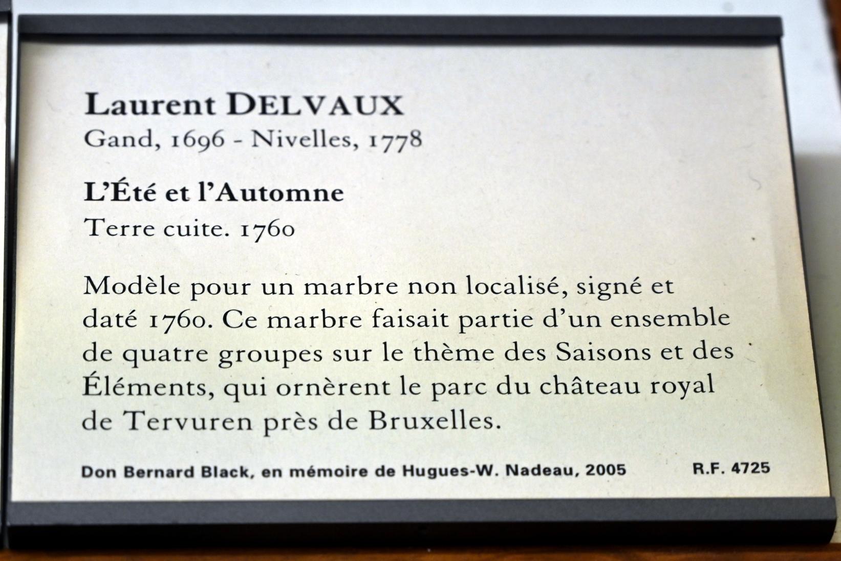 Laurent Delvaux (1734–1760), Sommer und Herbst, Tervuren, ehem. Schloss von Tervuren, jetzt Paris, Musée du Louvre, Saal 401, 1760, Bild 2/2