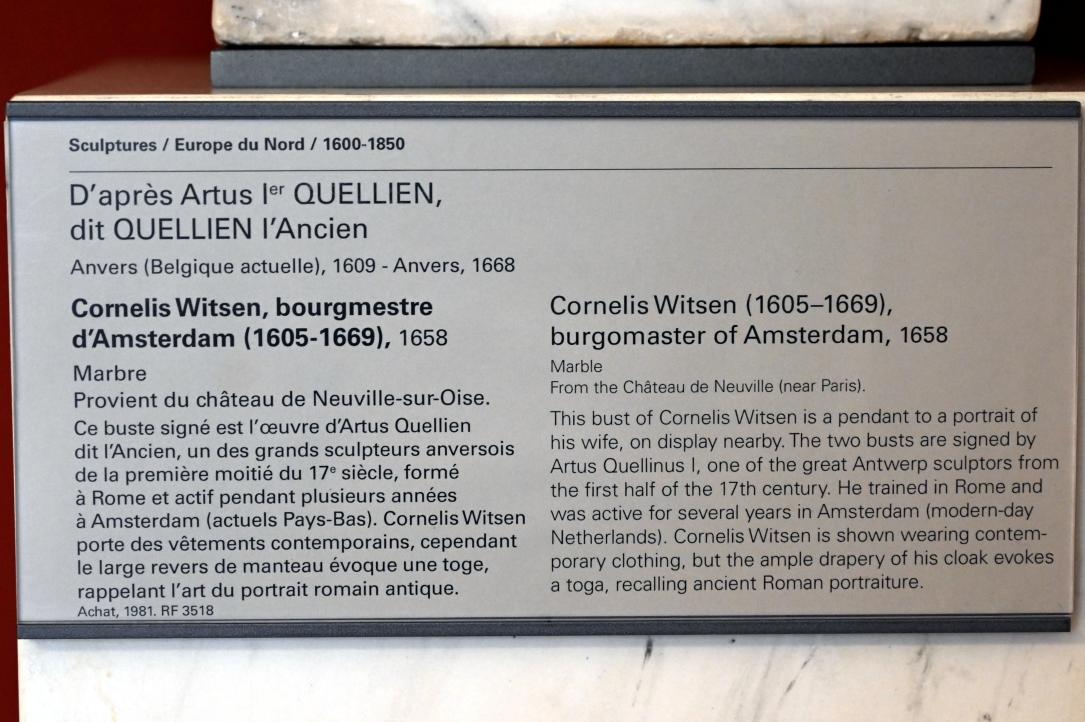 Artus Quellinus der Ältere (Umkreis) (1645–1659), Cornelis Witsen, Bürgermeister von Amsterdam (1605-1669), Paris, Musée du Louvre, Saal 401, 1658, Bild 3/3
