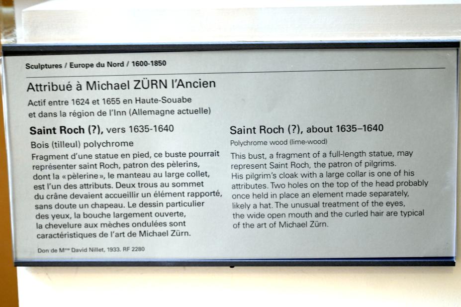 Michael Zürn der Ältere (1614–1650), Heiliger Rochus (?), Paris, Musée du Louvre, Saal 402, um 1635–1640, Bild 4/4
