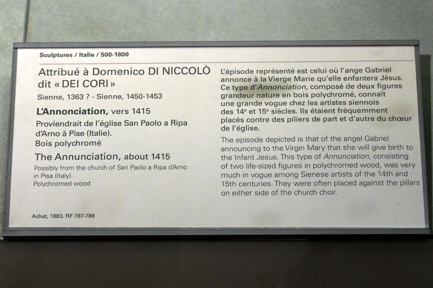 Domenico di Niccolo (1415), Jungfrau der Verkündigung, Pisa, Kirche San Paolo a Ripa d’Arno, jetzt Paris, Musée du Louvre, Saal 160, um 1415, Bild 4/4