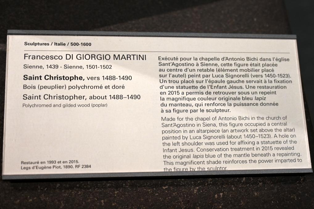 Francesco di Giorgio Martini (1460–1495), Heiliger Christophorus, Siena, Chiesa di Sant’Agostino, jetzt Paris, Musée du Louvre, Saal 160, um 1488–1490, Bild 6/6