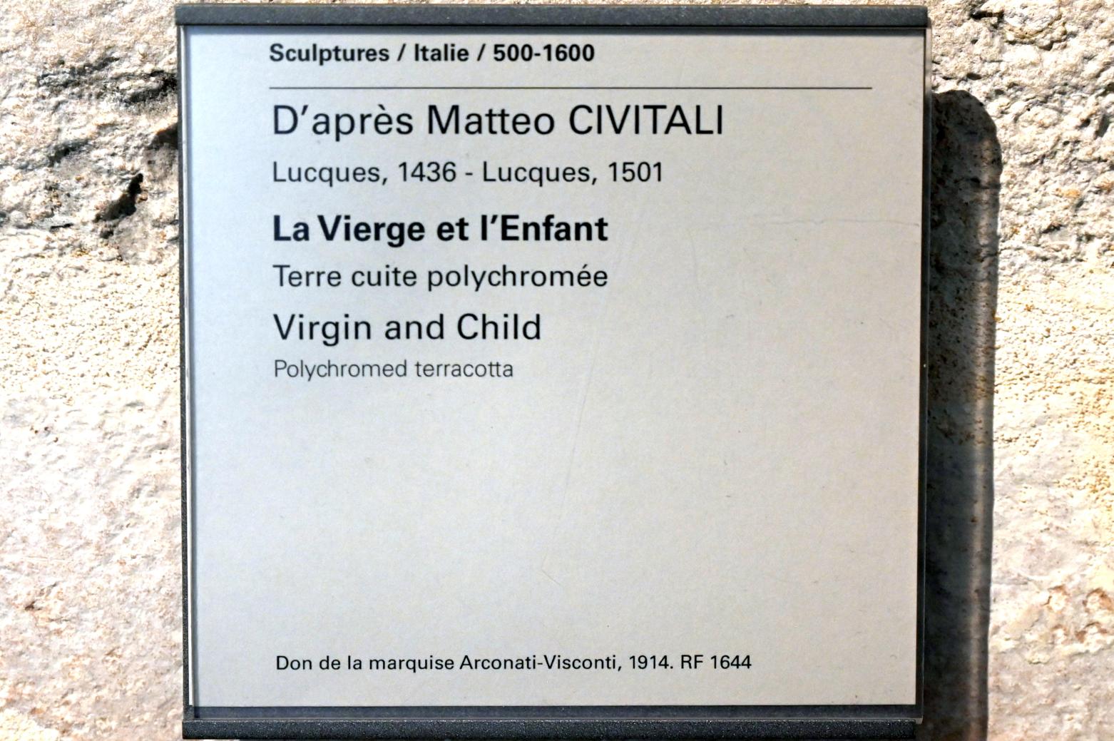 Matteo Civitali (Nachahmer) (Undatiert), Maria mit Kind, Paris, Musée du Louvre, Saal 160, Undatiert, Bild 3/3