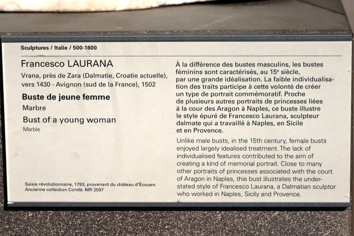 Francesco Laurana (1468–1475), Büste einer jungen Frau, Paris, Musée du Louvre, Saal 160, Undatiert, Bild 5/5