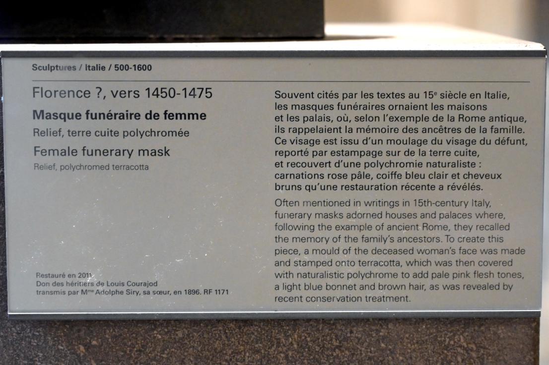 Grabmaske einer Frau, Paris, Musée du Louvre, Saal 160, um 1450–1475, Bild 4/4