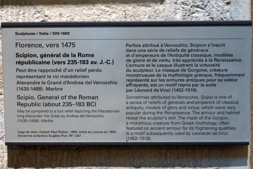 Scipio, General der Römischen Republik (ca. 235–183 v. Chr.), Paris, Musée du Louvre, Saal 160, um 1475, Bild 2/2