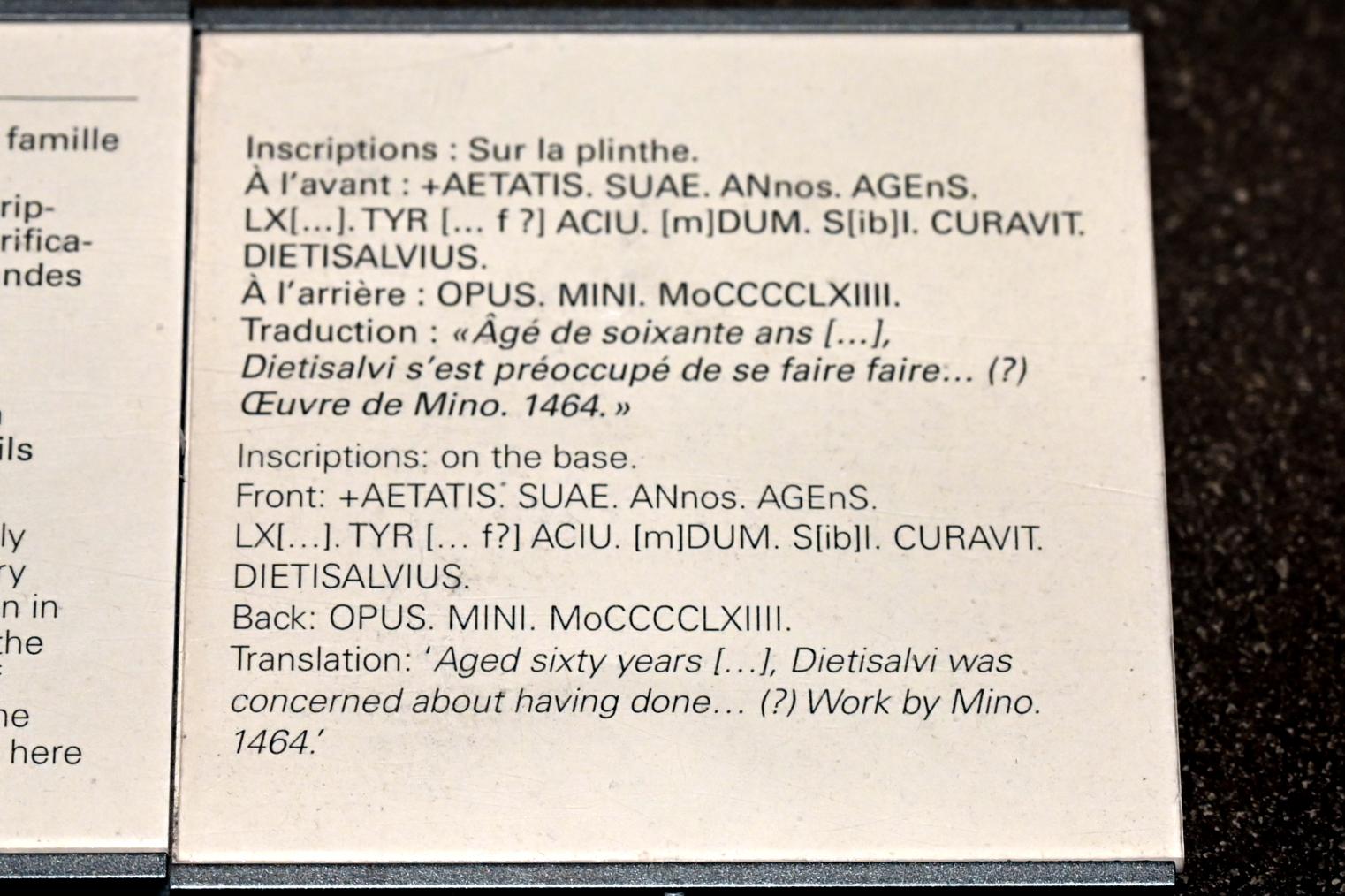 Mino da Fiesole (1454–1484), Dietisalvi Neroni (1406-1482), Paris, Musée du Louvre, Saal 160, 1464, Bild 4/4