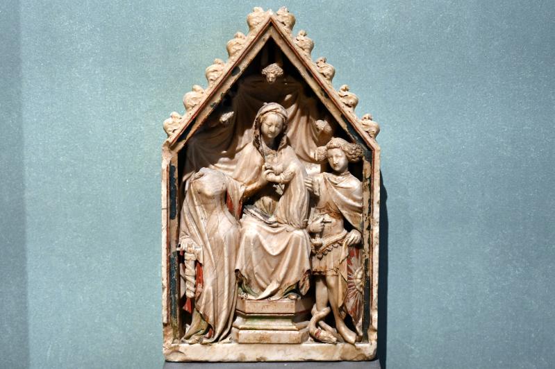 Jean de Prindall (1412), Die mystische Hochzeit der Heiligen Katharina, begleitet vom Heiligen Michael, Paris, Musée du Louvre, Saal 160, um 1400–1424