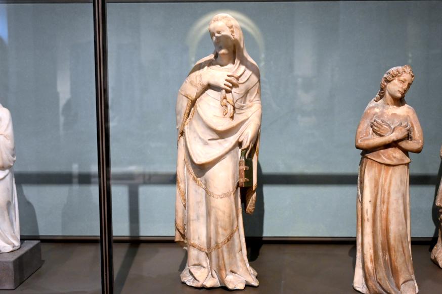 Agostino di Giovanni (1330–1339), Maria aus einer Verkündigung, Arezzo, Santa Maria della Pieve, jetzt Paris, Musée du Louvre, Saal 160, um 1330–1348