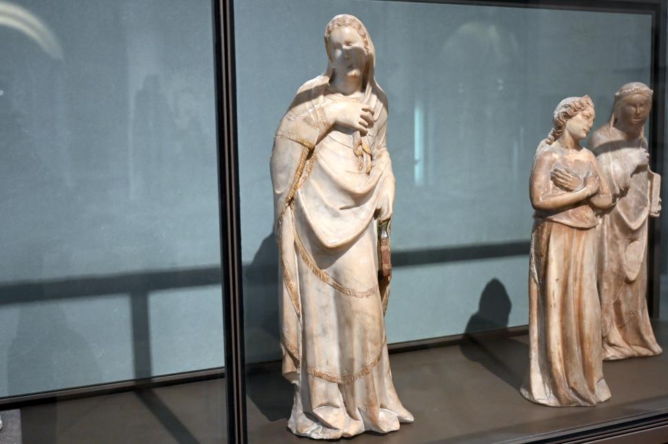 Agostino di Giovanni (1330–1347), Maria aus einer Verkündigung, Arezzo, Santa Maria della Pieve, jetzt Paris, Musée du Louvre, Saal 160, um 1330–1348, Bild 2/3