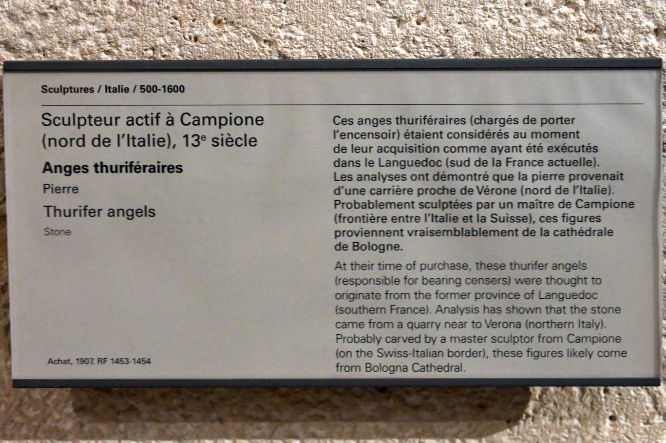 Weihrauchengel, Bologna, Kathedrale San Pietro, jetzt Paris, Musée du Louvre, Saal 160, 13. Jhd., Bild 4/4