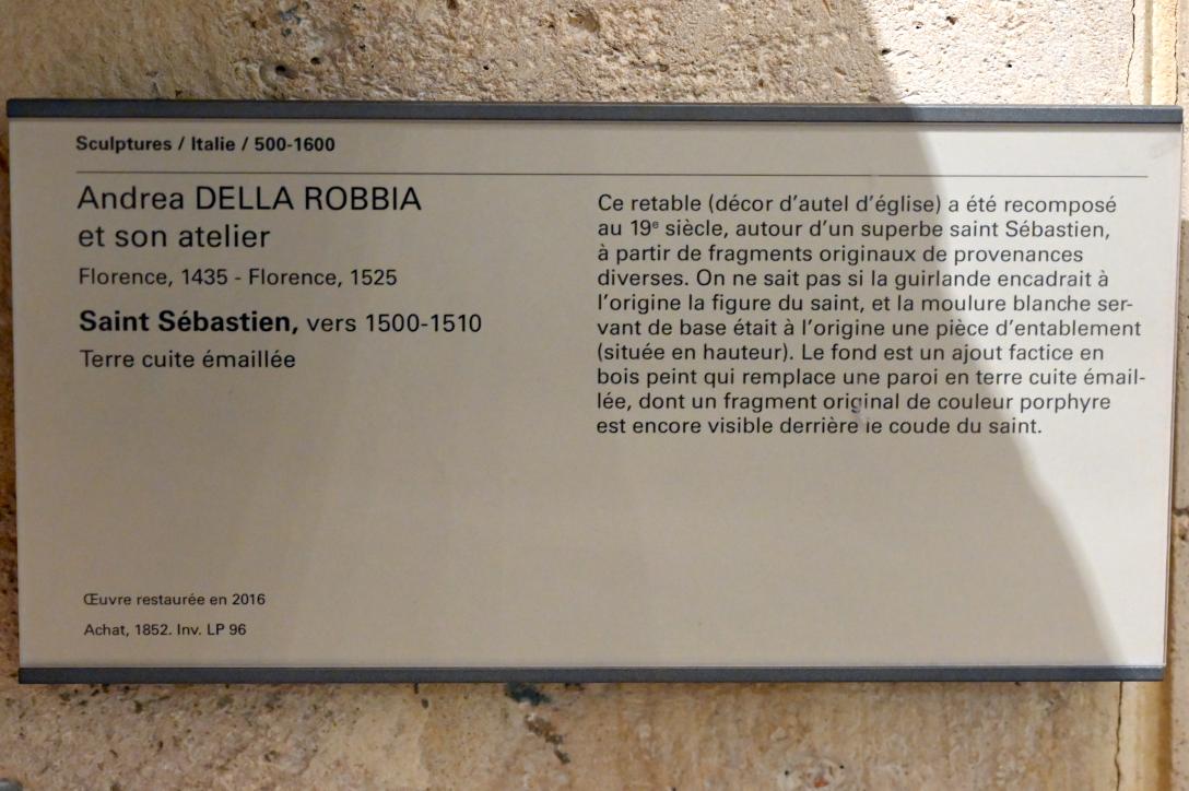 Andrea della Robbia (1465–1525), Heiliger Sebastian, Paris, Musée du Louvre, Saal 163, um 1500–1510, Bild 3/3