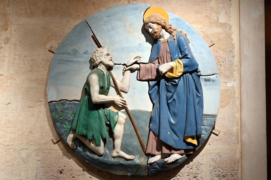Luca d’Andrea della Robbia (Luca della Robbia der Jüngere) (1494–1515), Christus tröstet einen Armen, Paris, Musée du Louvre, Saal 163, um 1493–1495