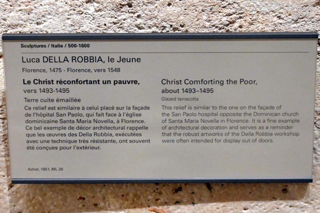 Luca d’Andrea della Robbia (Luca della Robbia der Jüngere) (1494–1515), Christus tröstet einen Armen, Paris, Musée du Louvre, Saal 163, um 1493–1495, Bild 2/2