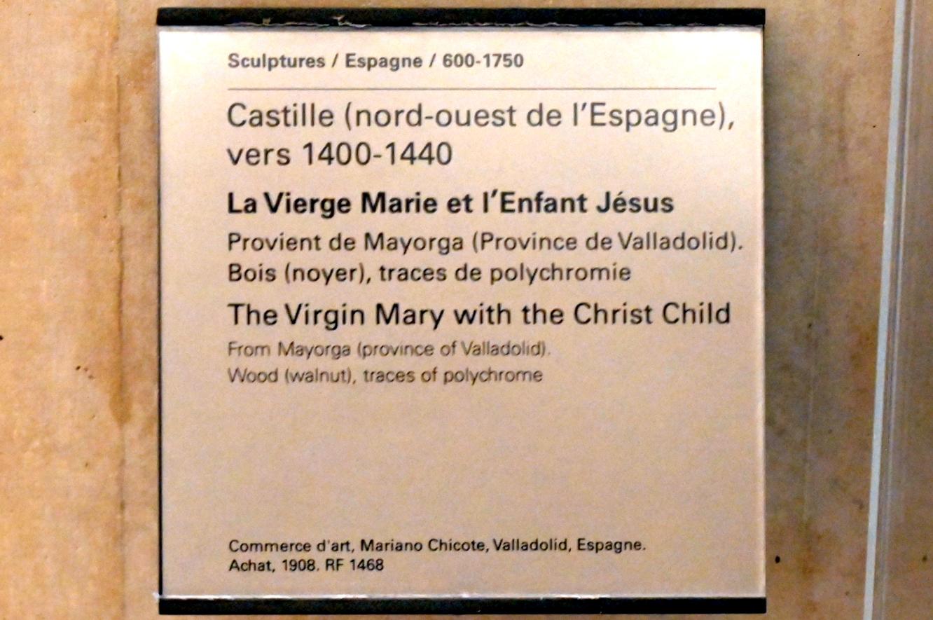 Maria mit Kind, Mayorga (Valladolid), jetzt Paris, Musée du Louvre, Saal 164, um 1400–1440, Bild 4/4
