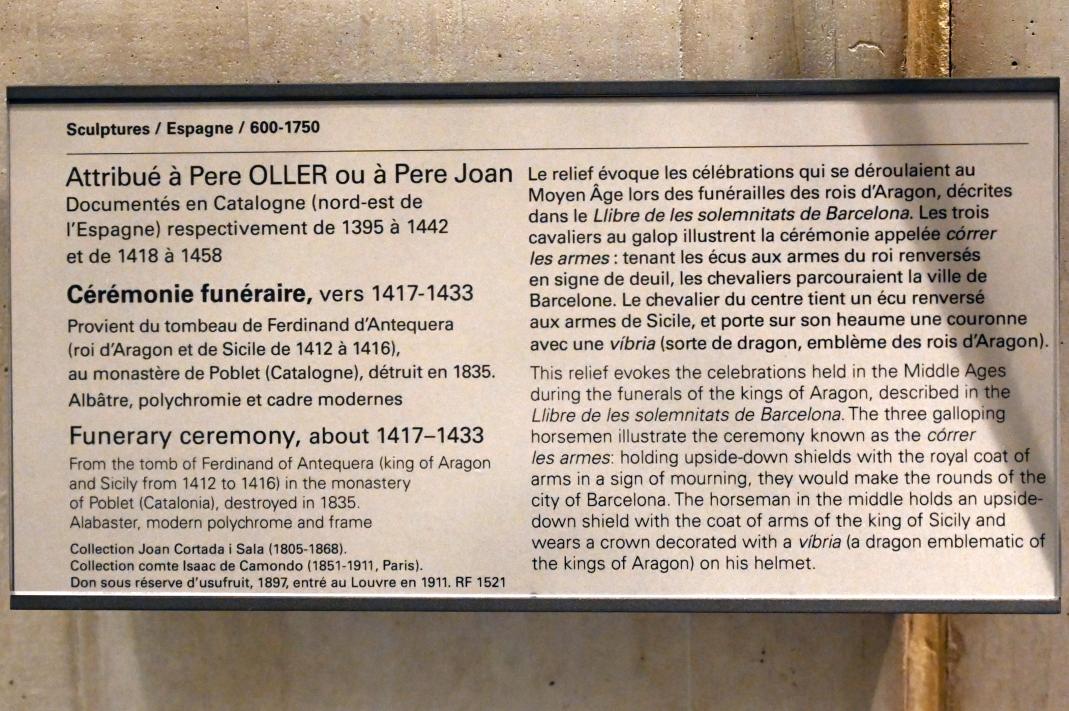 Pere Oller (1425), Begräbniszeremonie, Vimbodí i Poblet, Monestir de Santa Maria de Poblet, jetzt Paris, Musée du Louvre, Saal 164, um 1417–1433, Bild 2/2