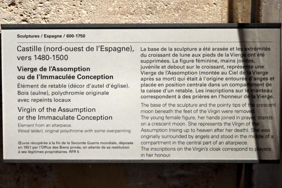 Jungfrau Maria, Paris, Musée du Louvre, Saal 164, um 1480–1500, Bild 4/4