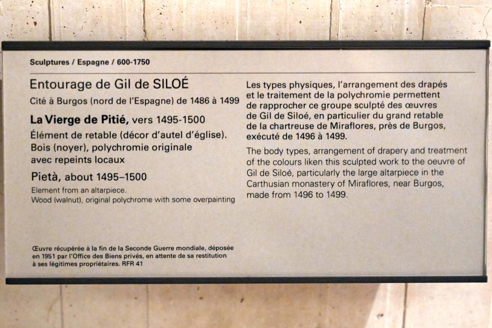 Gil de Siloé (Umkreis) (1497), Pietà, Paris, Musée du Louvre, Saal 164, um 1495–1500, Bild 3/3
