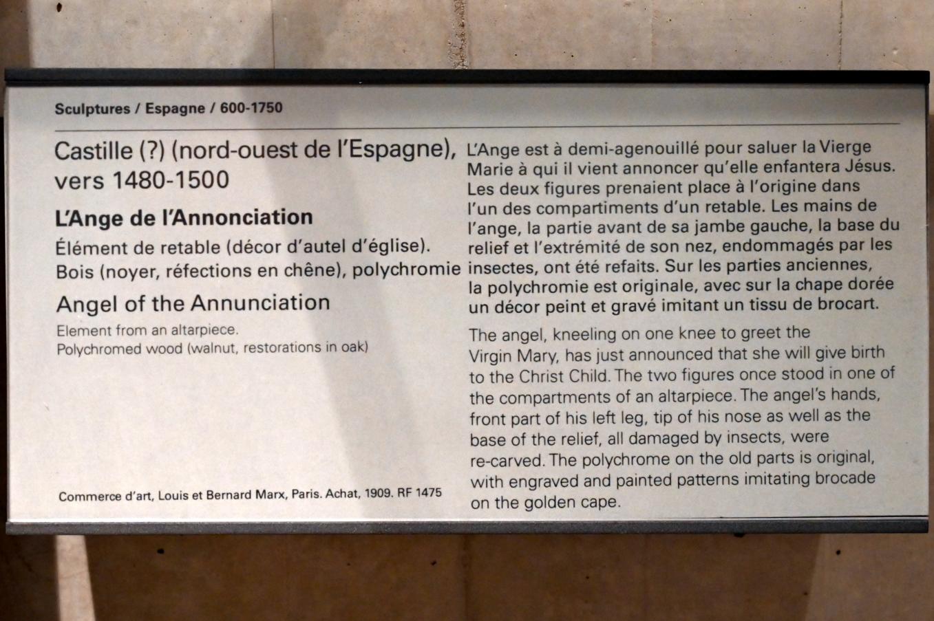 Engel der Verkündigung, Paris, Musée du Louvre, Saal 164, um 1480–1500, Bild 3/3