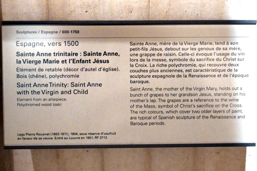 Heilige Anna Selbdritt, Paris, Musée du Louvre, Saal 164, um 1500, Bild 2/2